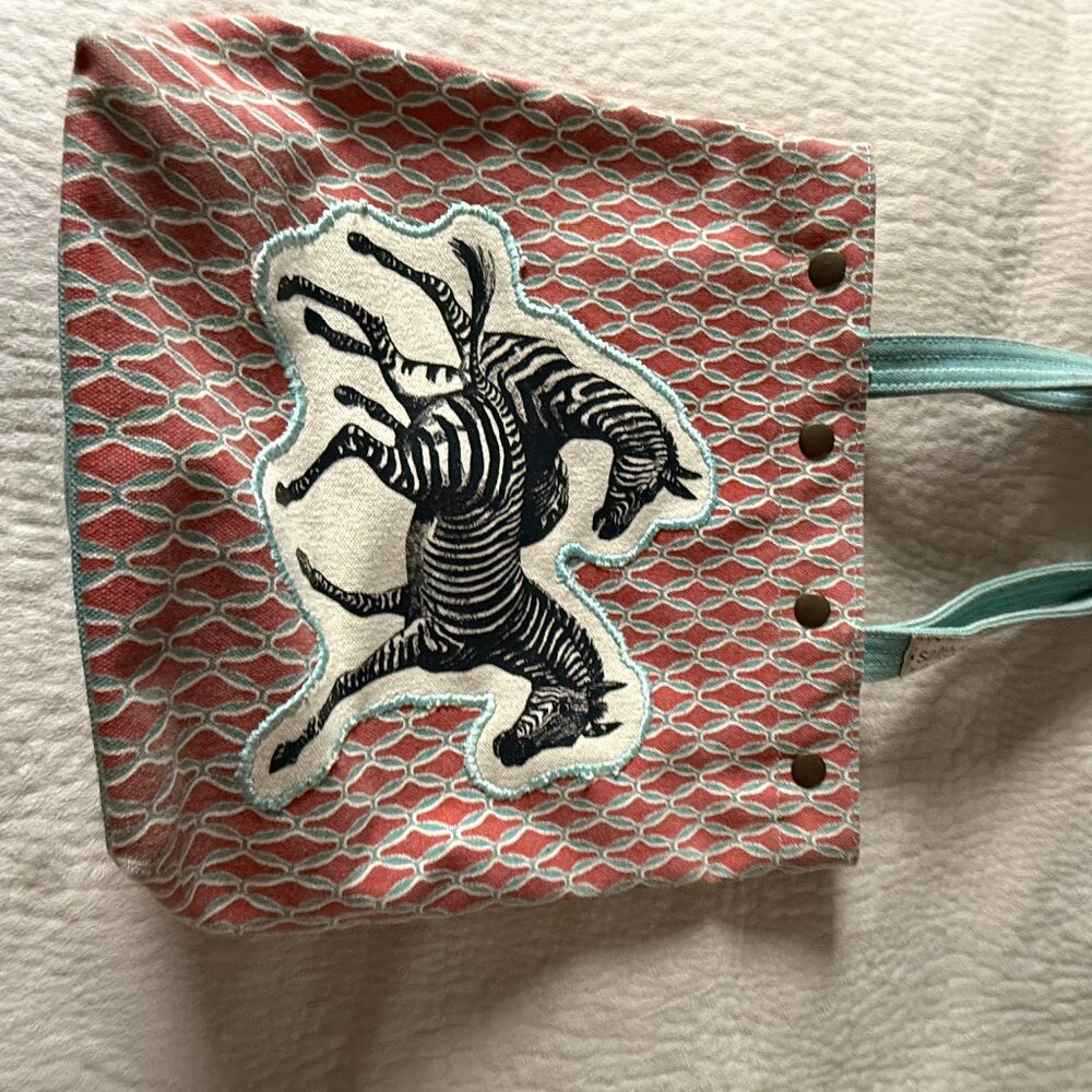 Saltbox Zebra canvas small tote bag/purse